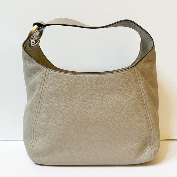 Michael Kors Fulton large Shoulder Hobo Pebbled Leather Bag Pearl Grey - Picture 6 of 12